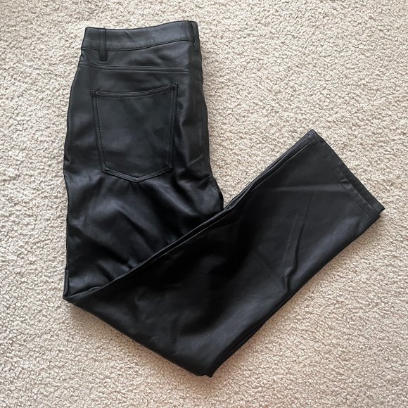 ASOS DESIGN Black Straight Leg Leather Look pants, Size US 12 - Picture 2 of 5